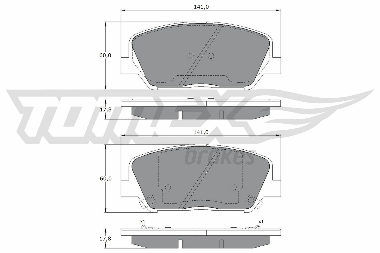 Sada brzdových destiček, kotoučová brzda TOMEX Brakes